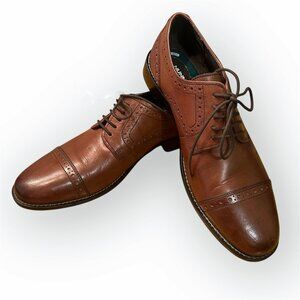 NUNN BUSH Leather Comfort Gel Wing Tip Oxford Dress Shoes Cognac Brown Mens 10 M